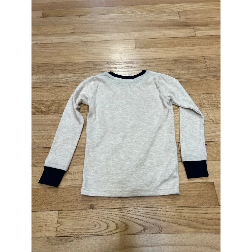 Dearfoams Lil Bear Long Sleeve Pajama Top Kids 3T Beige Cream